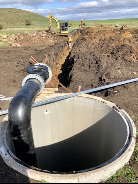 Excavation of the new contour drain and pipeline